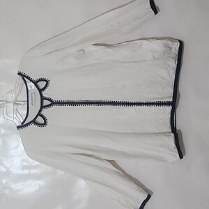 Alfred Dunner Women's Cream & Black‎ Sequin Trimmed Light Sweater - Size Medium